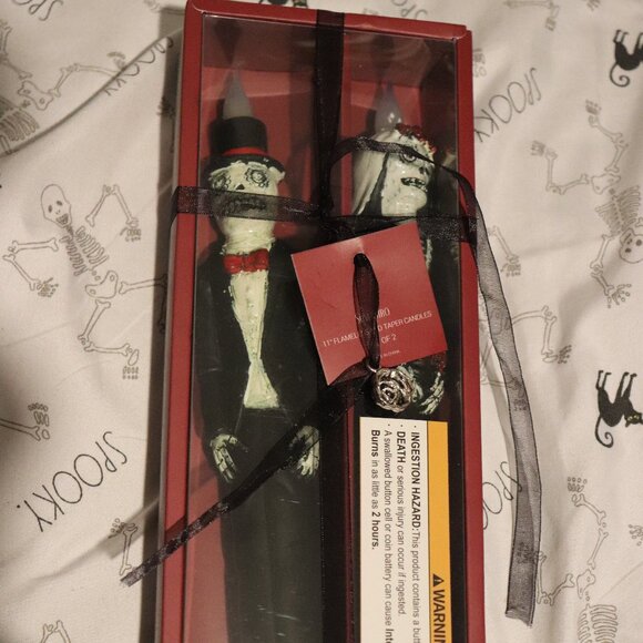 Silverstro 11" flamless candle set Led Dia de los muertos Skeleton candlestick - Picture 3 of 4